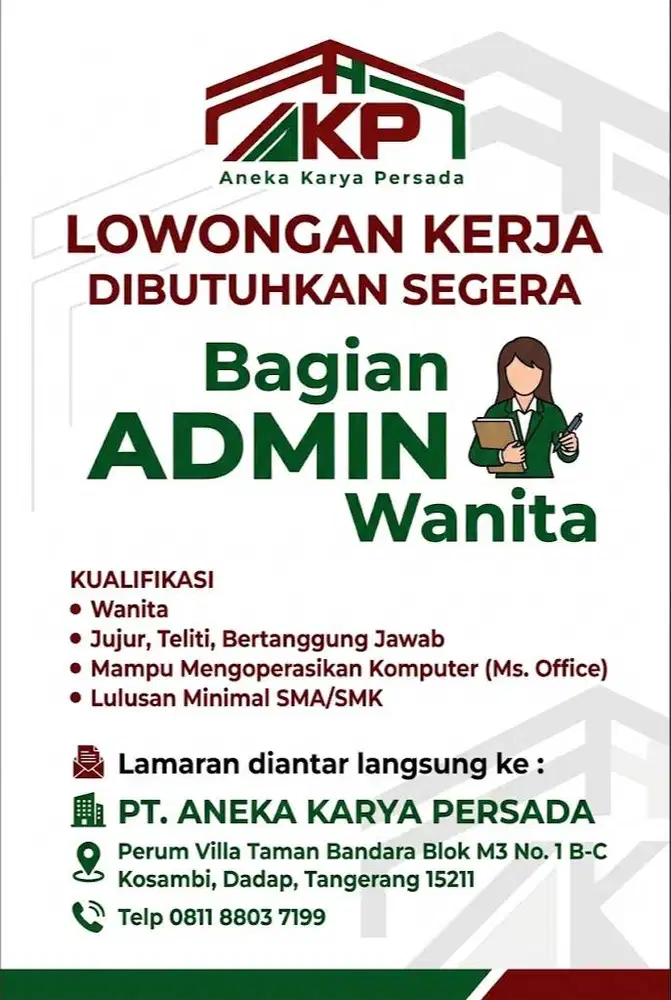 DIBUTUHKAN admin wanita