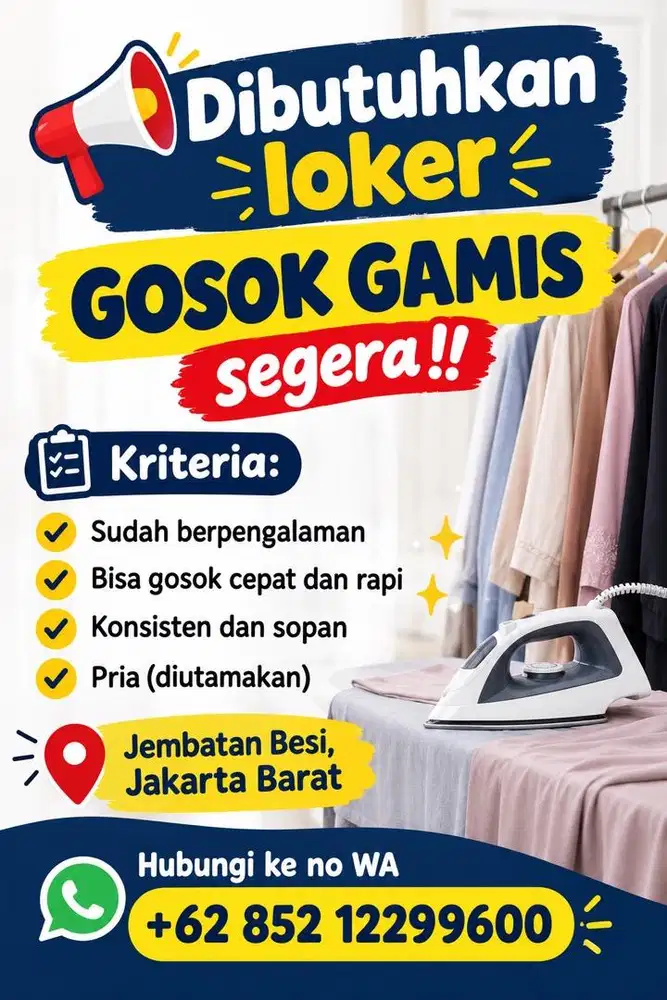 Tukang / ibu gosok baju gamis konveksi