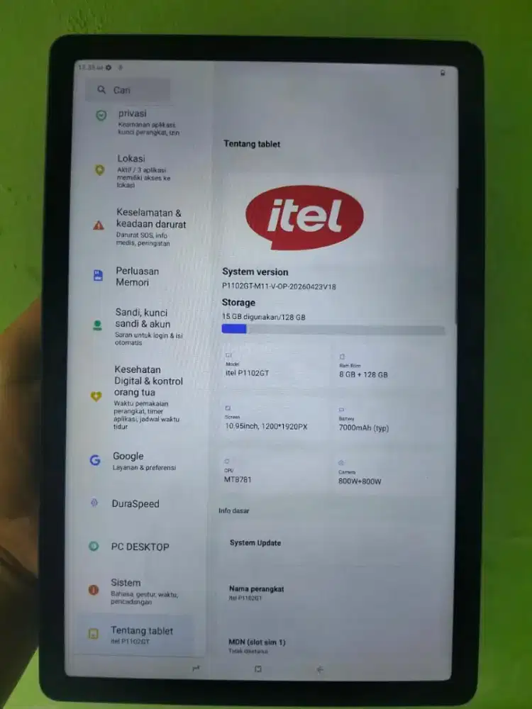 Itel vistatab gt 30 no minus kondisi mulus normal lancar