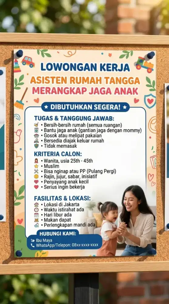 Dicari ART dan jaga anak