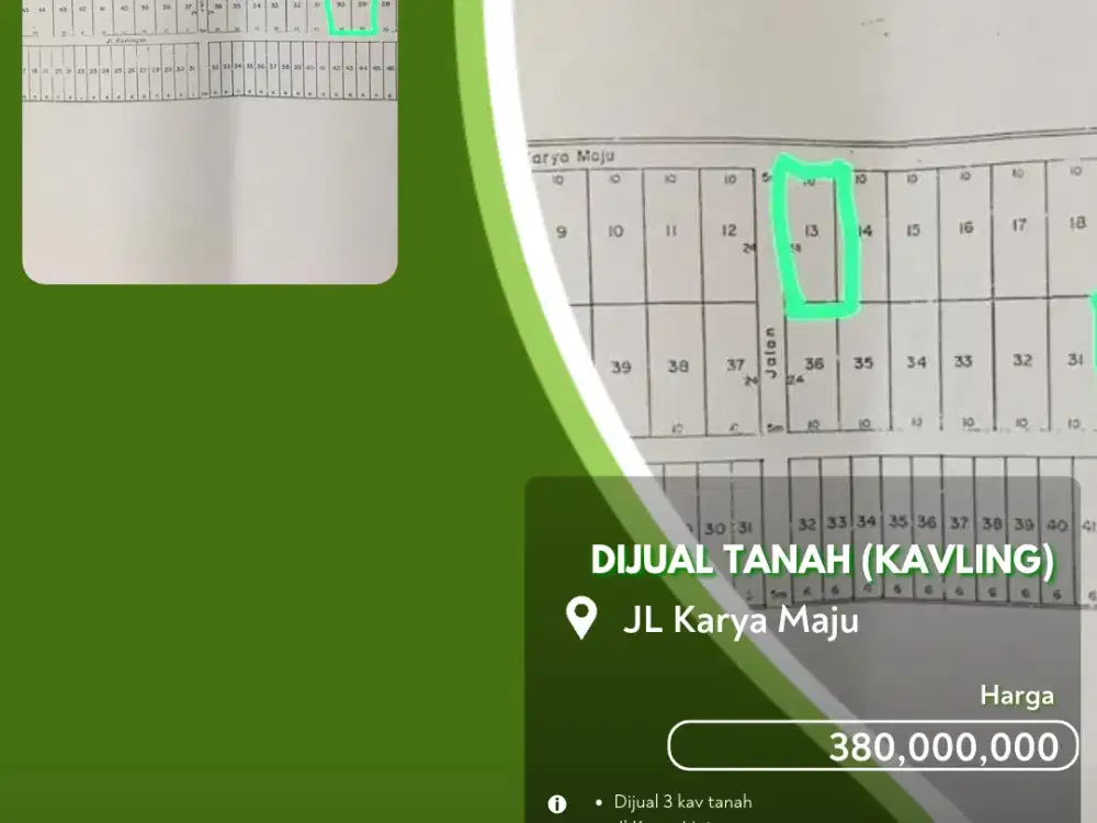 Dijual 3 Kavling Tanah Jalan Karya Maju Pekanbaru Kota Daerah Riau Ujung!