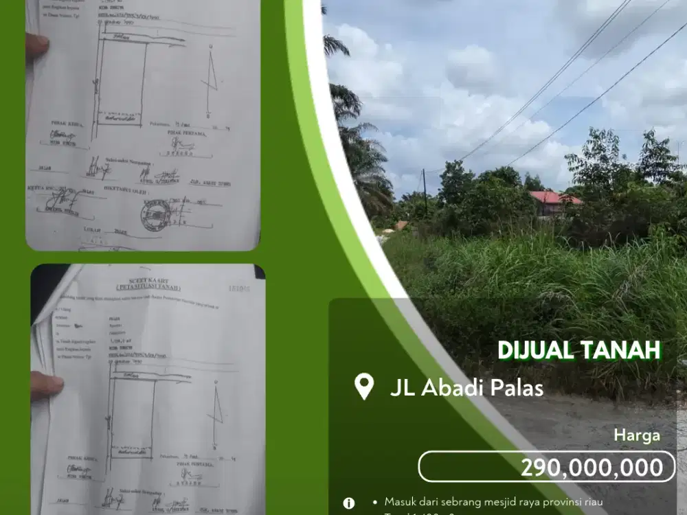 Dijual Tanah Jalan Palas Pekanbaru Kota!