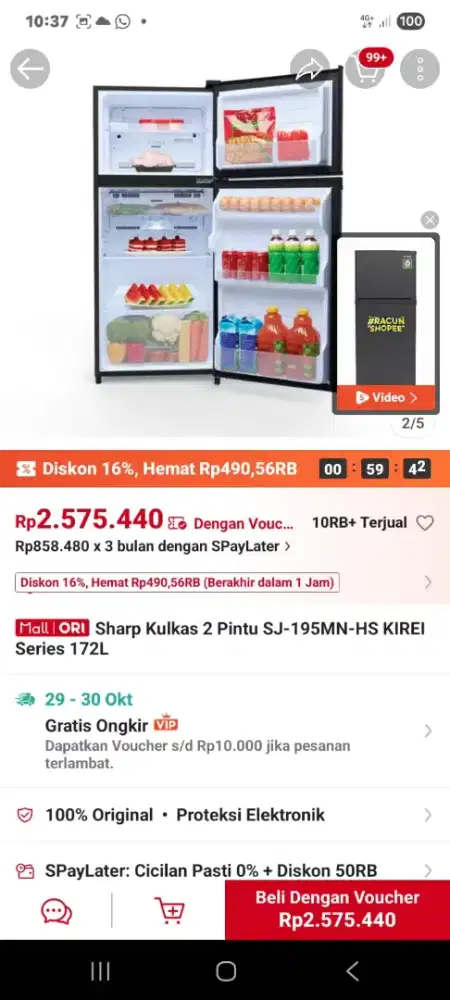 Kulkas belum lama pakai