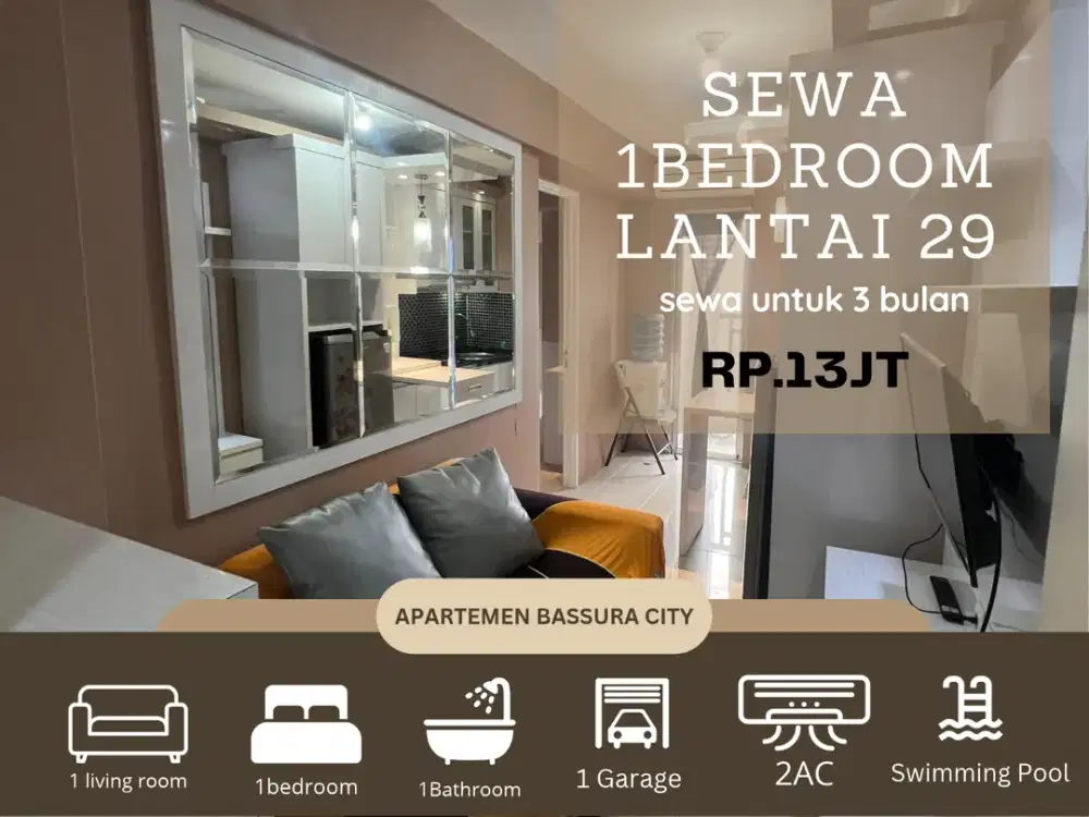 sewa 1kamar full furnish atas mall apartemen bassura city