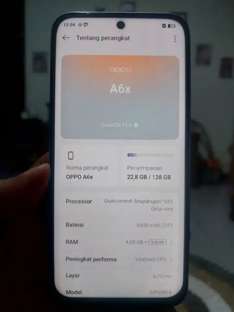 Oppo A6x Ram 4/128gb