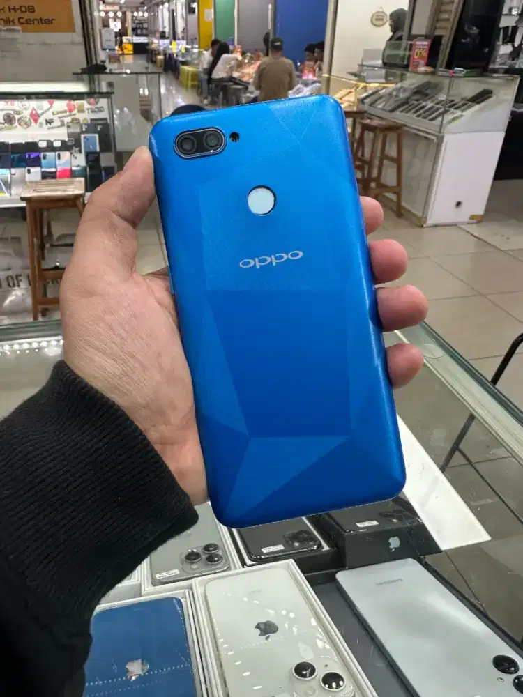 Jual hp Bks Oppo A12 3/32 blue mlus normal (hp+chrger)