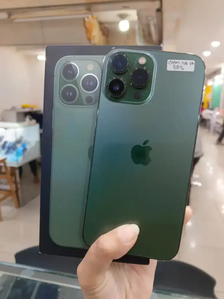 Jual hp bkas iPhone 13pm 128gb isbox green mlus
