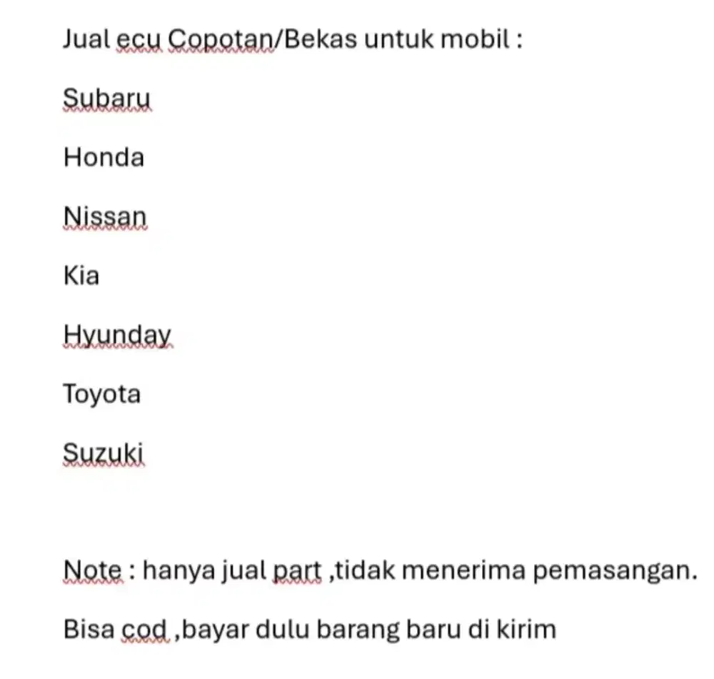 Ecu second Honda, Toyota, Nissan ,dll