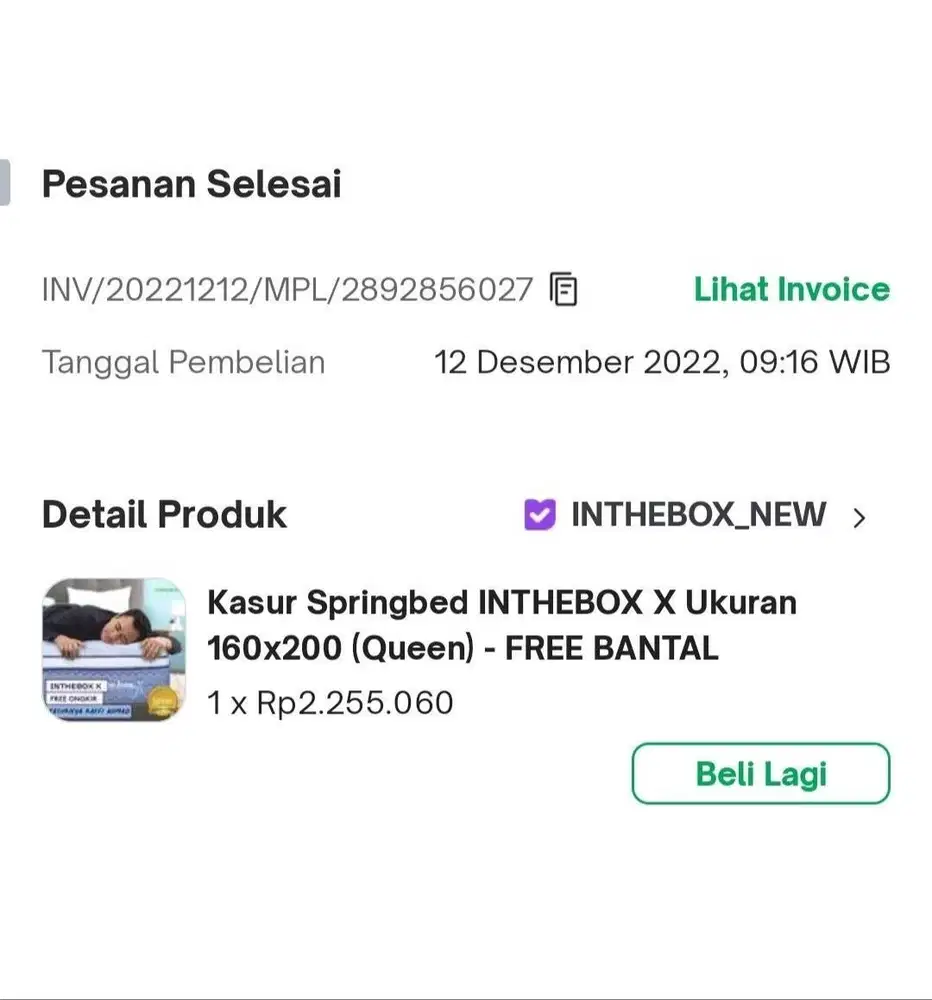 Kasur springbed INTHEBOX 180x200 queen size