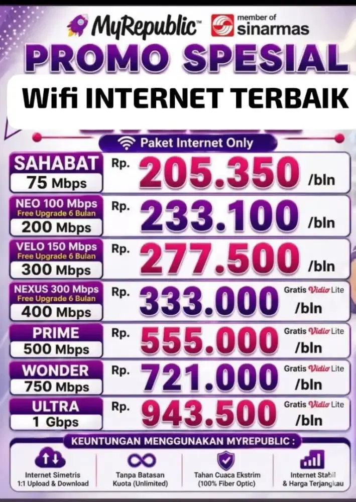 Selebar Bengkulu kota promo Internet Myrepublic wifi myrepublic
