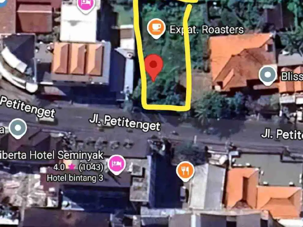 Tanah Komersial 350m² di Jalan Utama Petitenget Seminyak