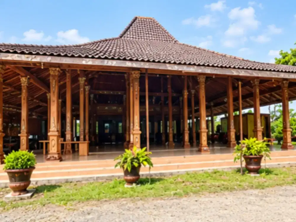 di jual tanah beserta bangunan bertema rumah joglo cocok untuk usaha