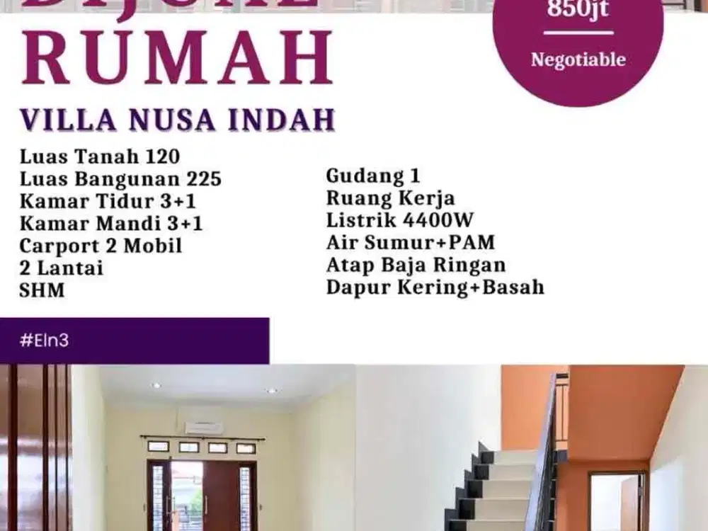 Tersedia rumah siap huni untuk dijual di Villa Nusa Indah