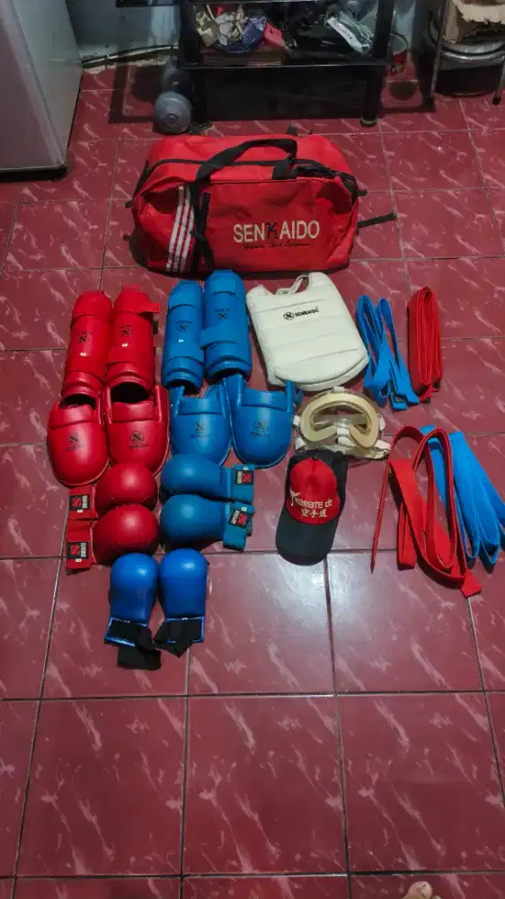 JUAL satu set perlengkapan karate kumite SENKAIDO ukuran L