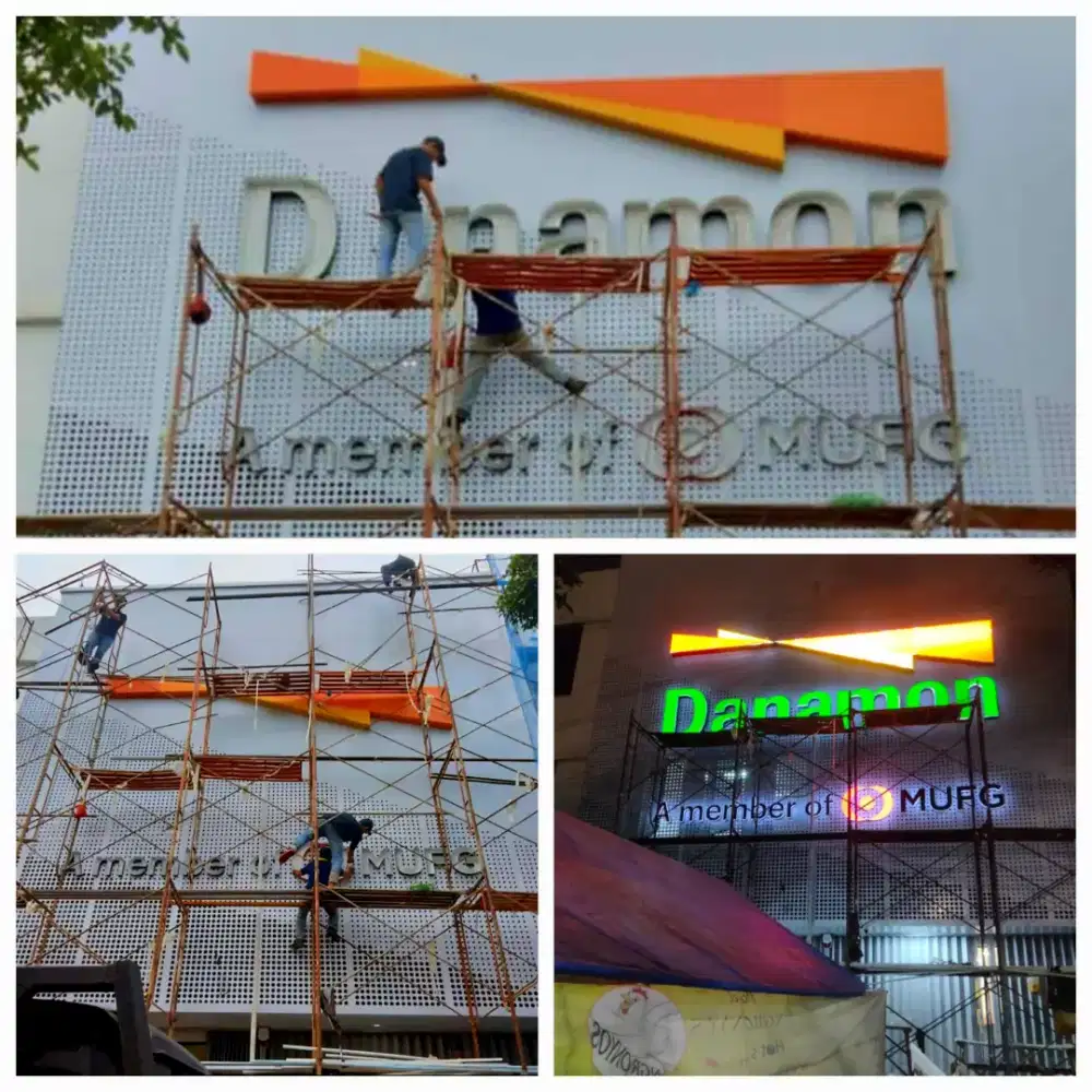 Fasad ACP. Facade GRC Custom. Cladding. Branding dan Signage. Neon Box