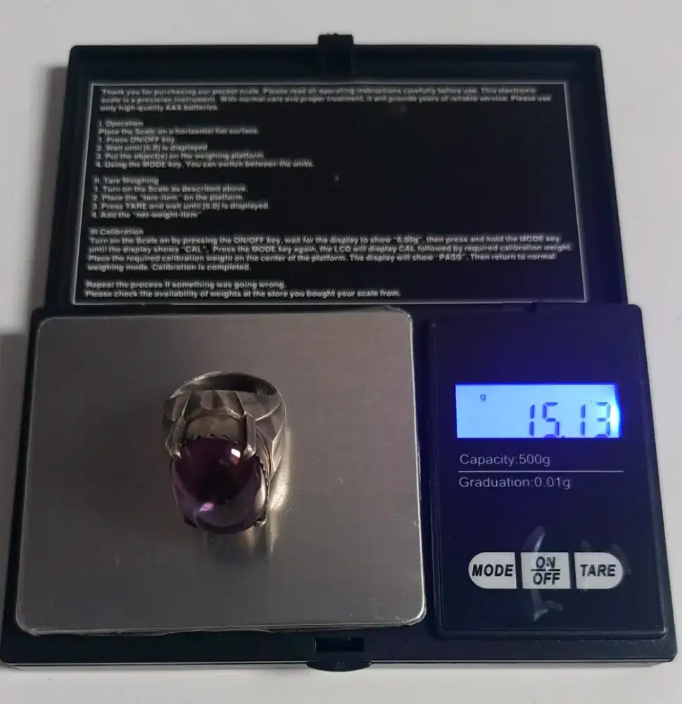 CINCIN PERAK BATU KECUBUNG (AMETHYST) MEMO MY GEMS LAB