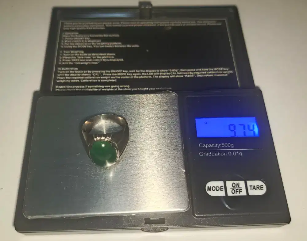 CINCIN PERAK BATU CHROME CHALCEDONY MEMO GRI