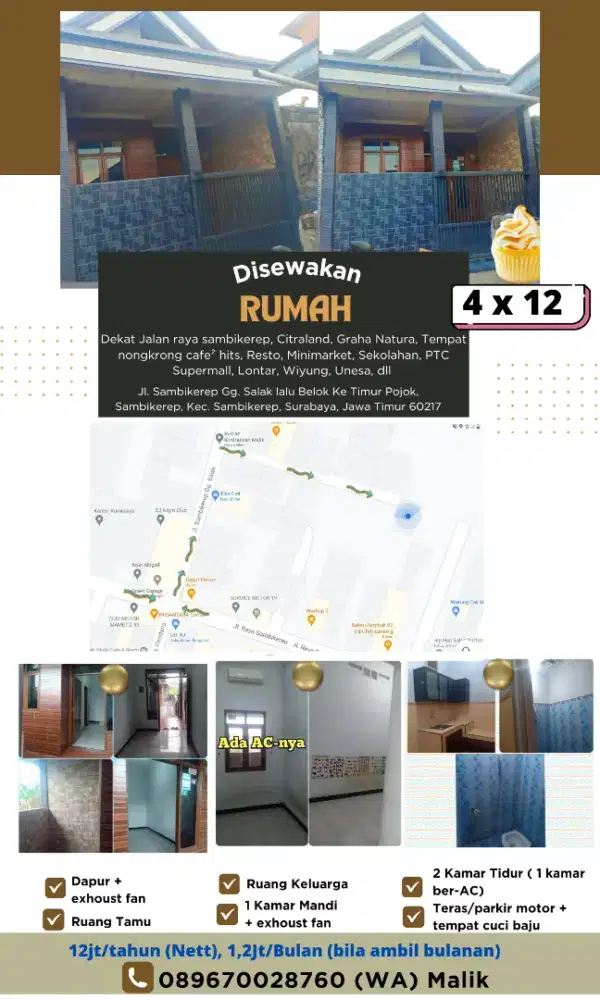 Rumah Kontrakan Disewakan Sambikerep