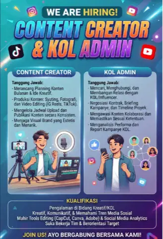 lowongan content creator & KOL admin coffee shop