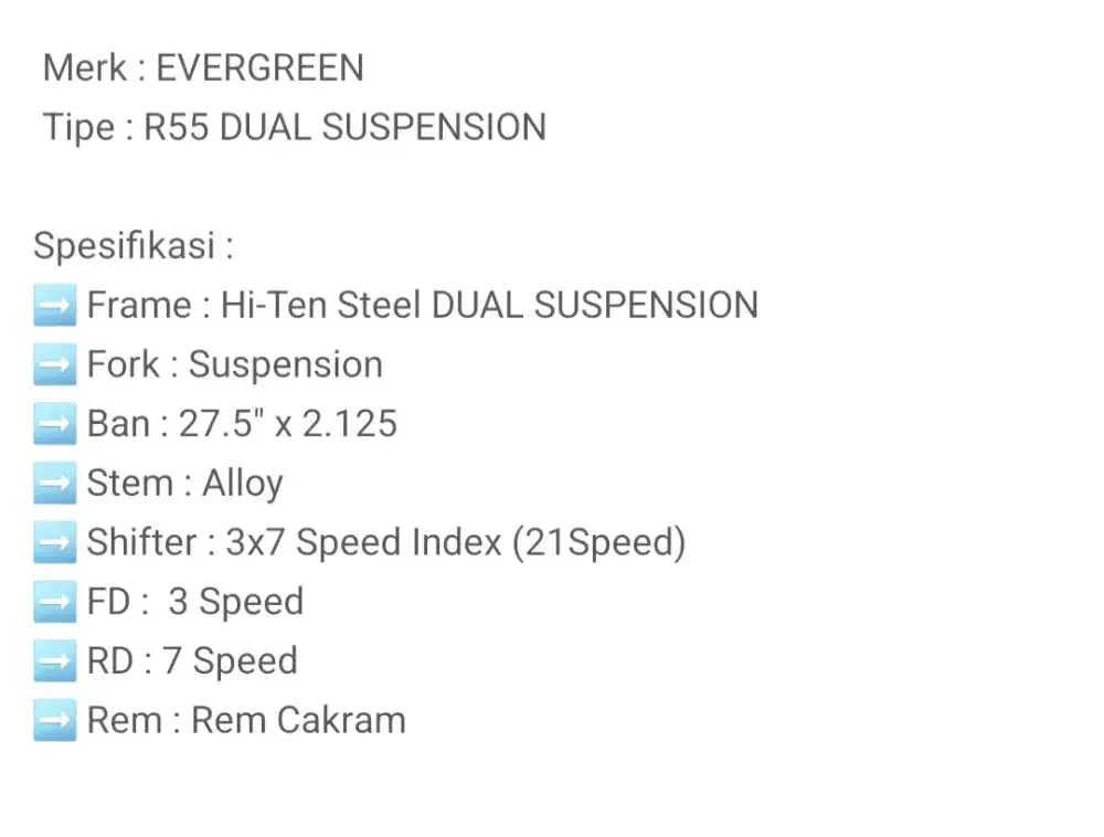 MTB Evergreen R55 double suspension 27,5 inch