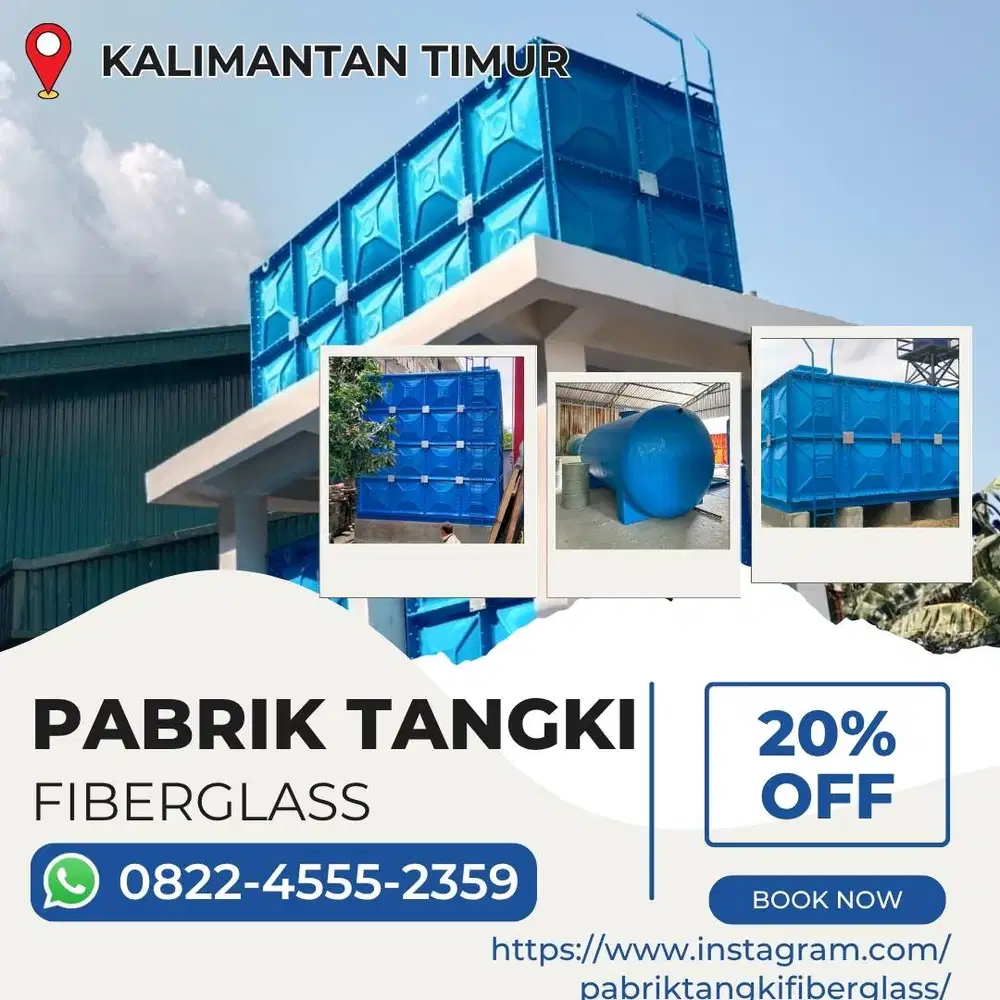 Tangki Fiberglass FRP-Panel Tank, Roof Ground Tank Samarinda