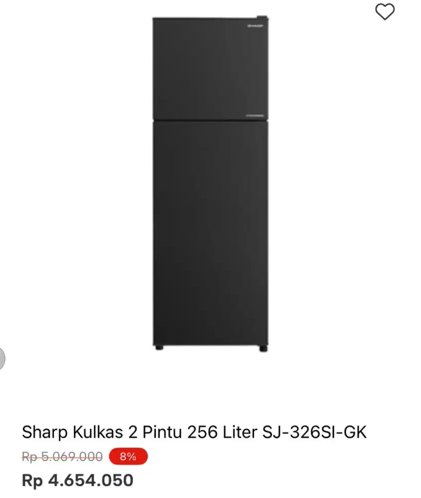 KULKAS SHARP 2 PINTU SJ-326SI-GK 256LTR