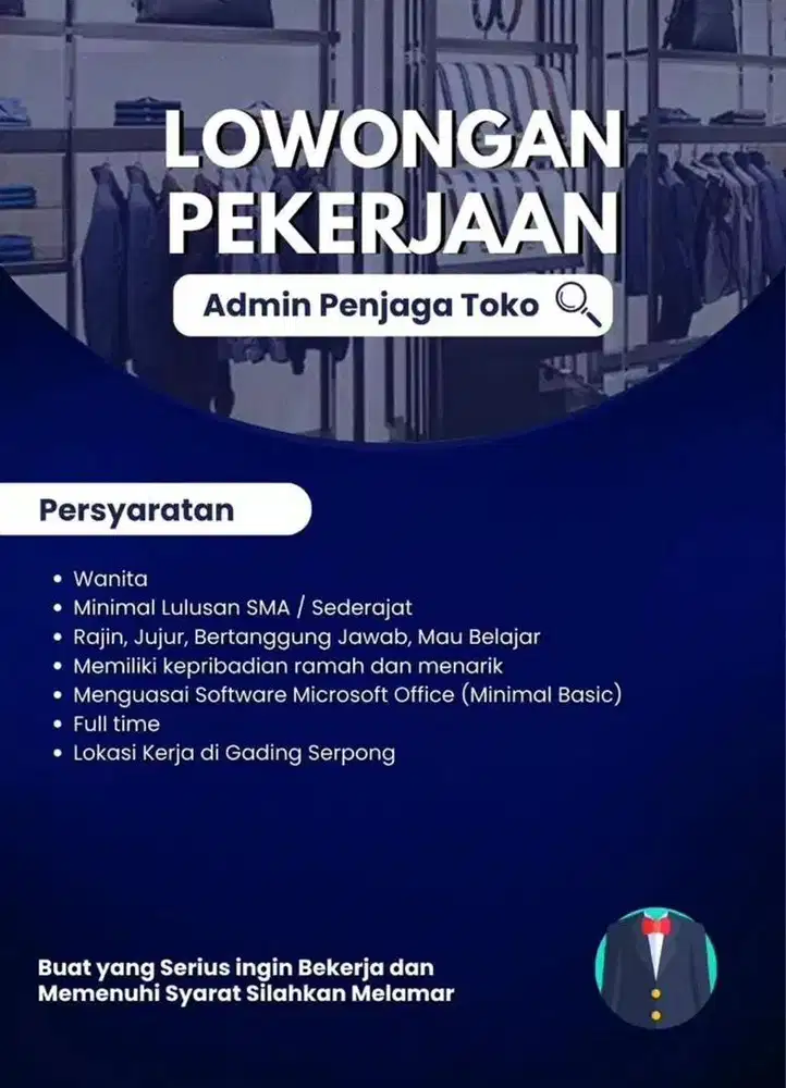 OPEN LOKER ADMIN PENJAGA TOKO