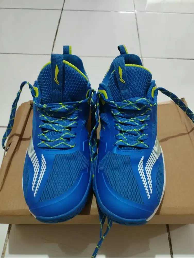 Sepatu Badminton Li-Ning Hypersonic Original Size 43 Blue Lime
