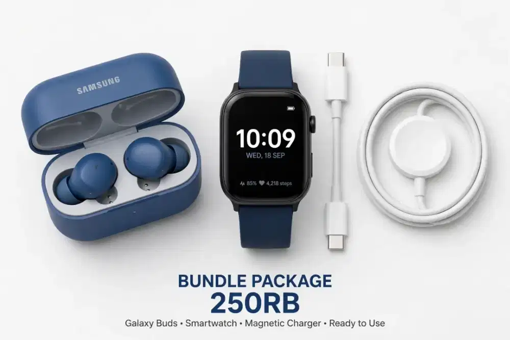 Bundle 250RB TWS + Smartwatch T1 46mm Normal Lengkap Semarang