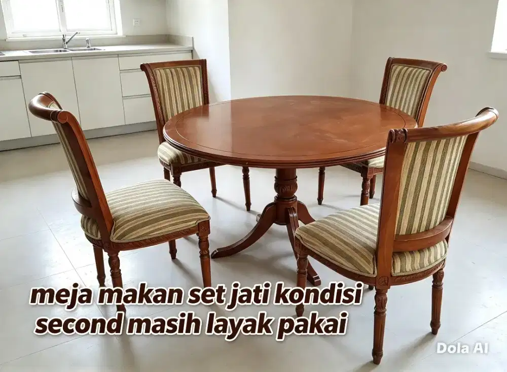 Meja Makan + 4 kursi rangka kayu jati