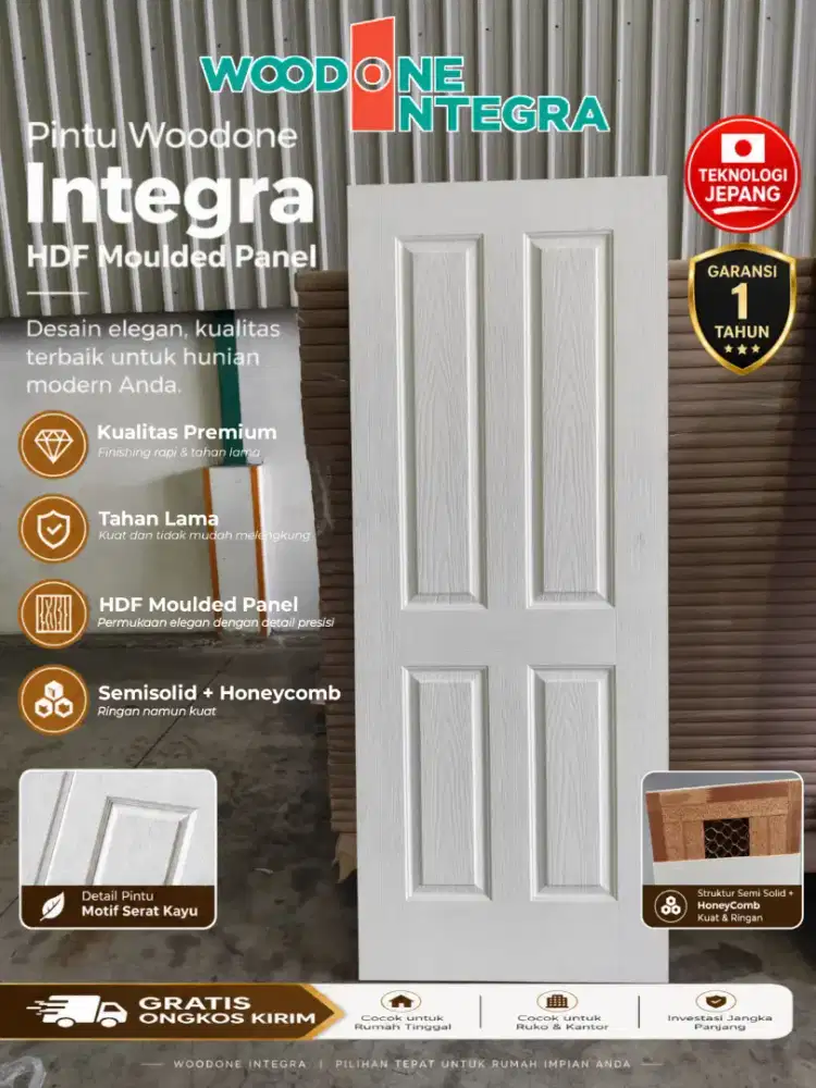Jual Pintu Woodone Integra HDF Moulded Panel HoneyComb Garansi 1 Tahun