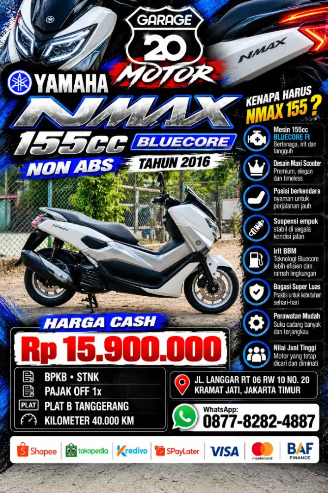Yamaha NMAX Old 155cc VVA Fi Bluecore Non ABS Tahun 2016