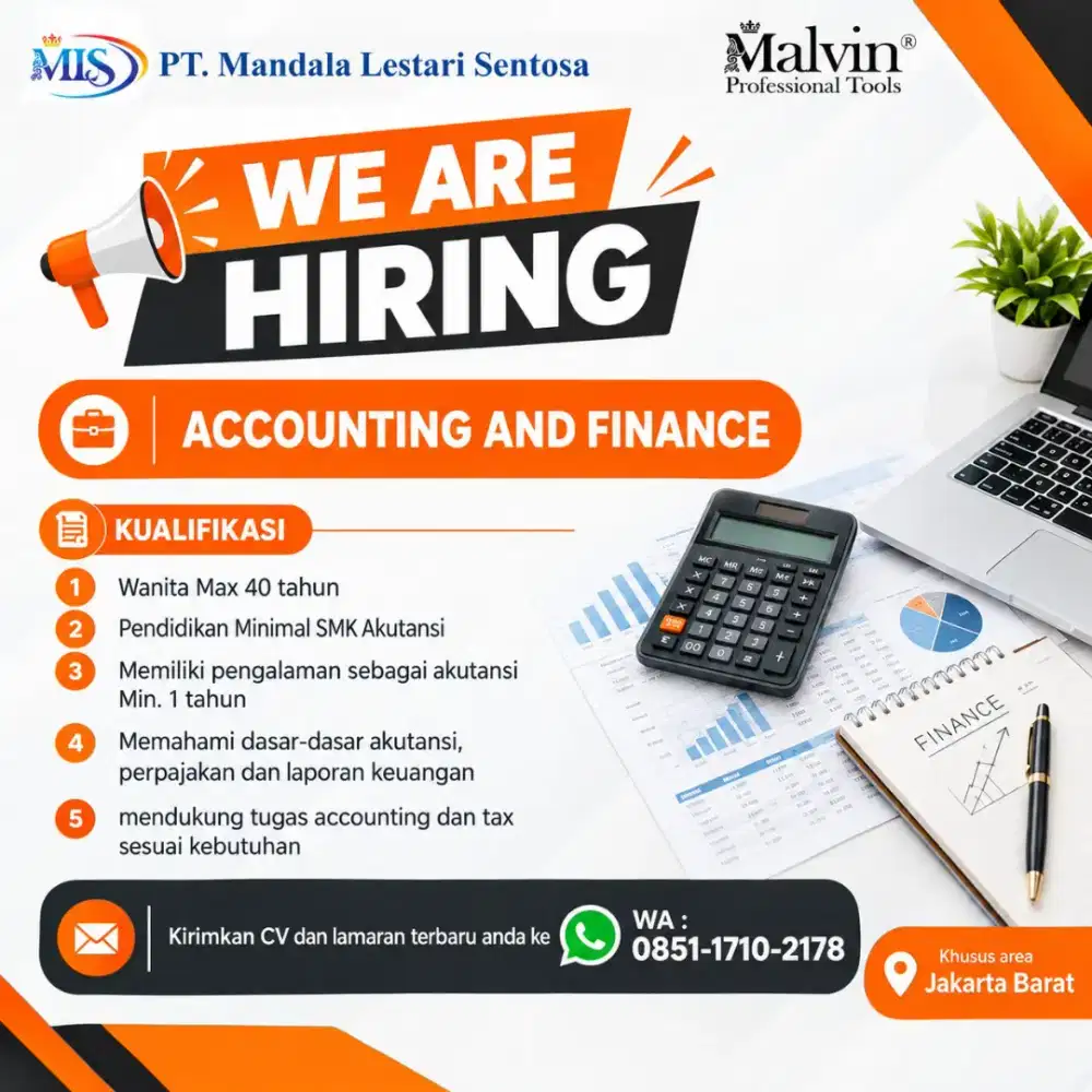 Di butuhkan Staf Accounting & Finance