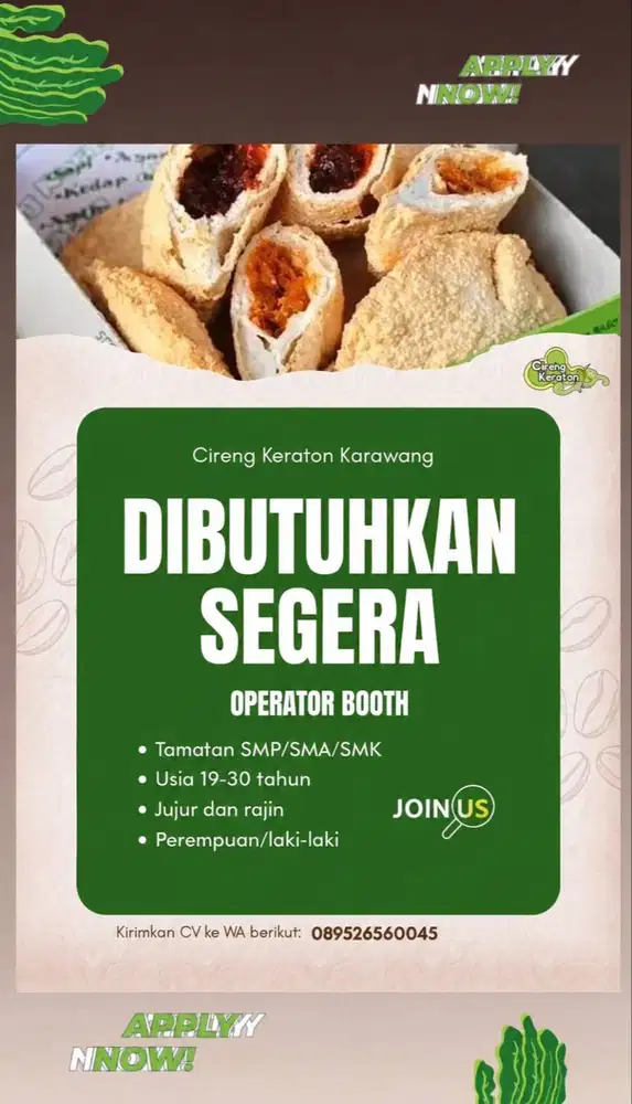 BUTUH KAN SEGERA OPERATOR BOOTH
