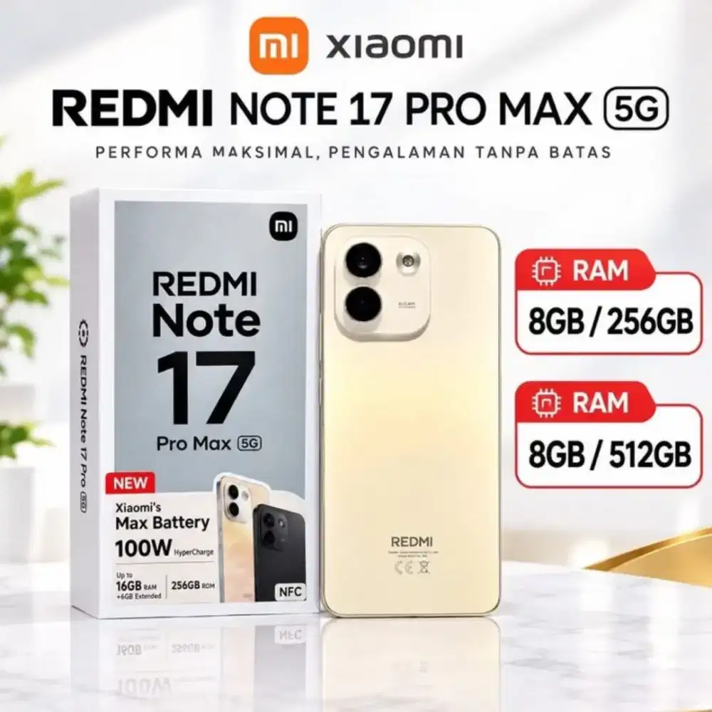 READY REDMI NOTE 17 PRO MAX 5G RAM 8+8/512