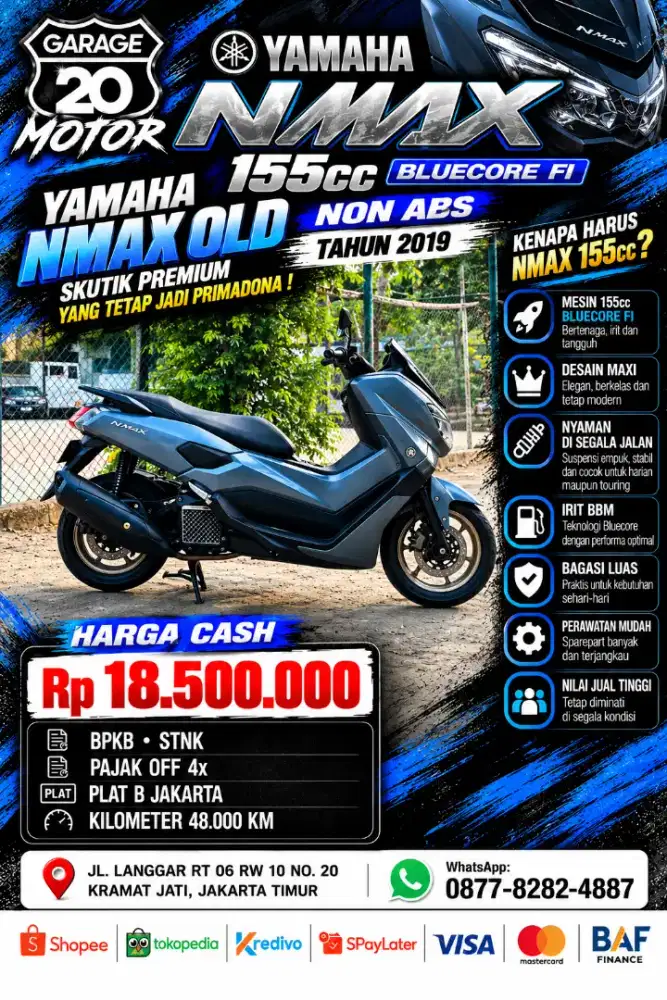 Yamaha NMAX Old 155cc VVA Fi Bluecore Non ABS Tahun 2019