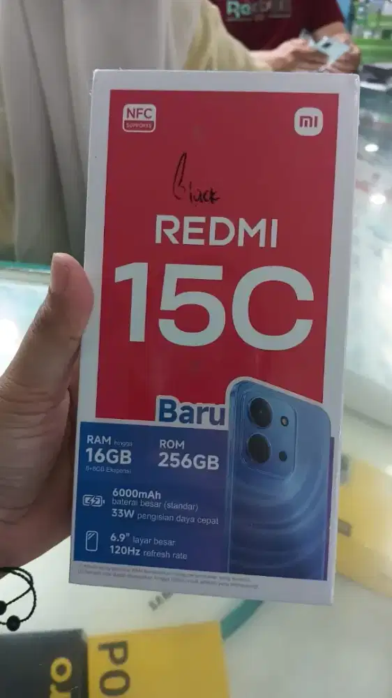 REDMI 15C RAM 8/256 SEGEL BOX BLACK ORANGE