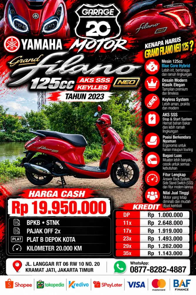 Yamaha All New Grand Filano 125cc Keylles Hybrid Bluecore S Tahun 2023