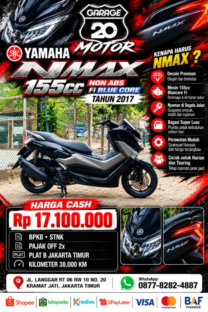 Yamaha NMAX Old 155cc VVA Fi Bluecore Non ABS Tahun 2016