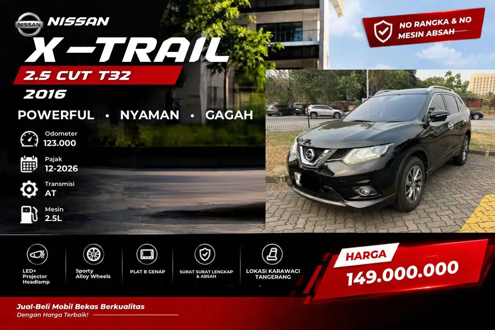 Nissan Xtrail 2.5 AT 2016 Hitam T32 Istimewa