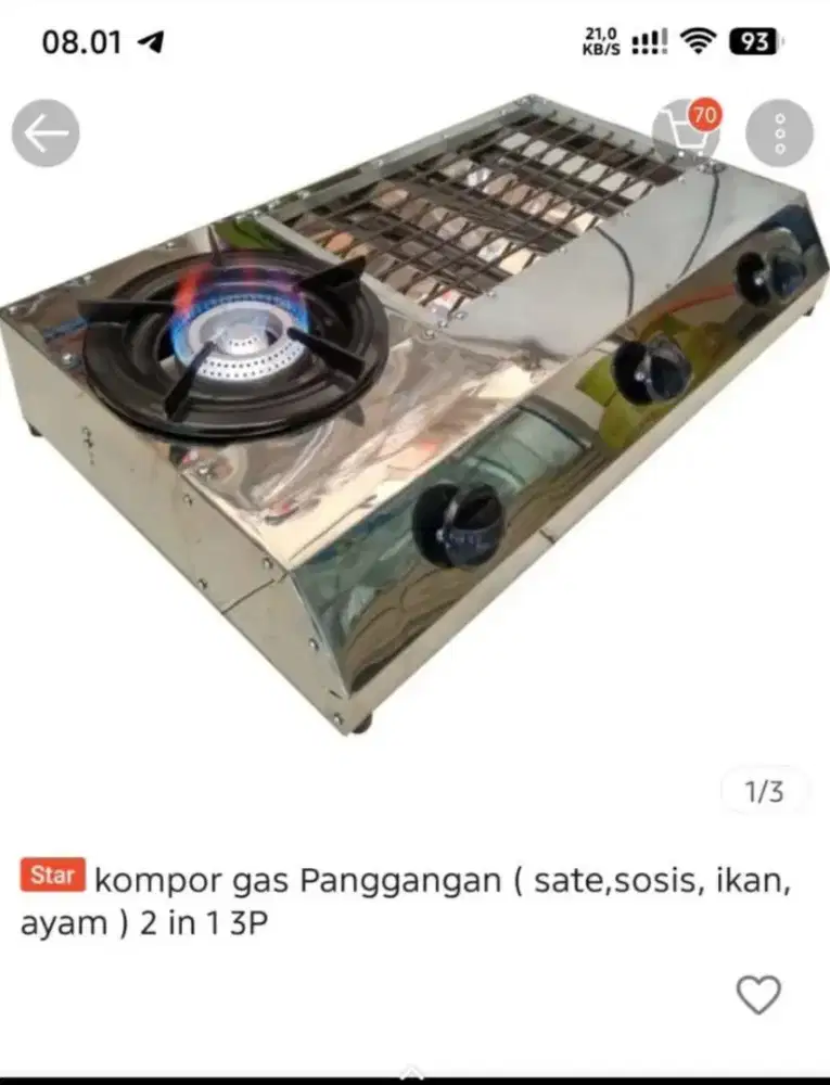 Kompor bakaran 2 tungku
