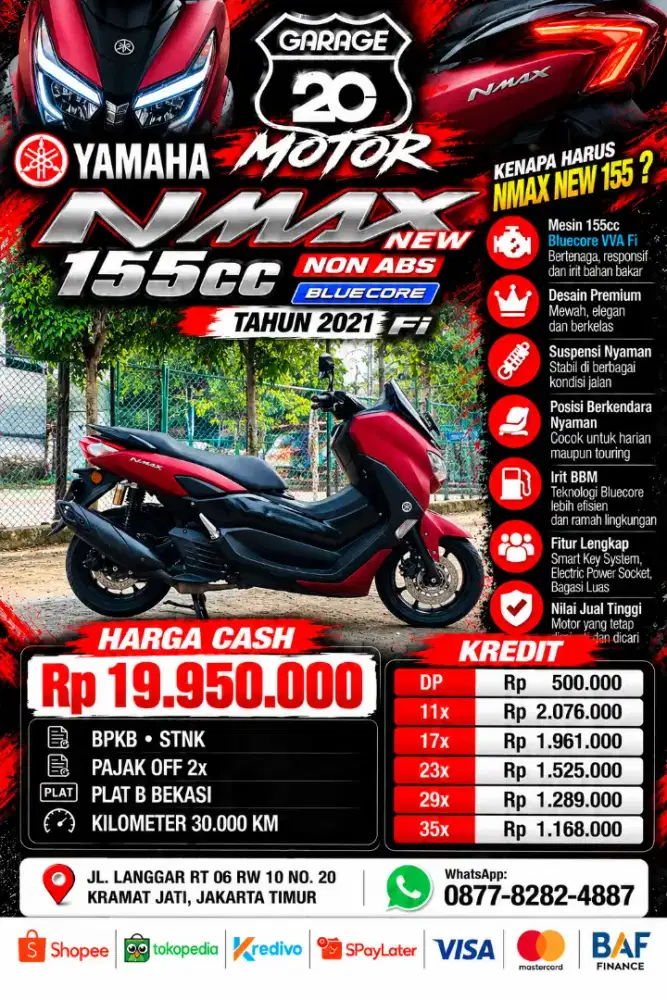 Yamaha NMAX New 155cc VVA Fi Bluecore Non ABS Tahun 2021