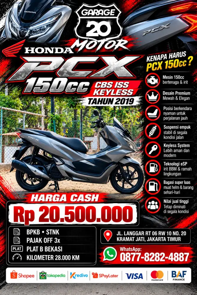 Honda PCX 150cc CBS Pgm_Fi Tahun 2019
