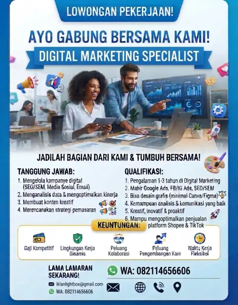 LOKER!!Dicari segera Digital marketing spesialist berpengalaman