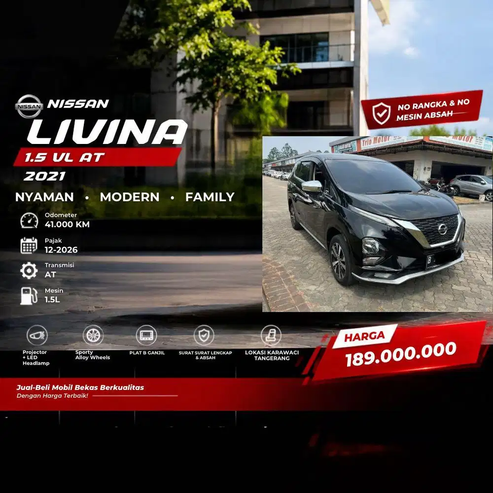 Nissan Livina VL AT 2021 Hitam Low Km