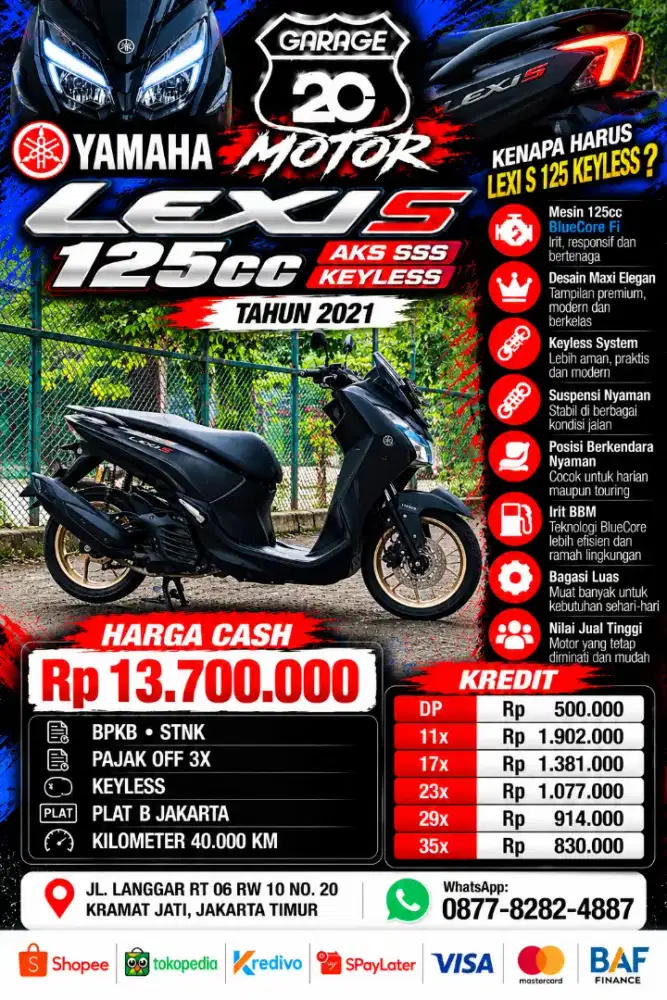 Yamaha Lexi S Std 125cc Keylles Bluecore Fi Aks Sss Tahun 2021