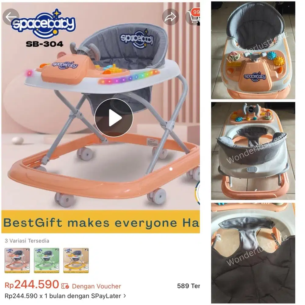 BABY WALKER SPACE BABY LIKE NEW