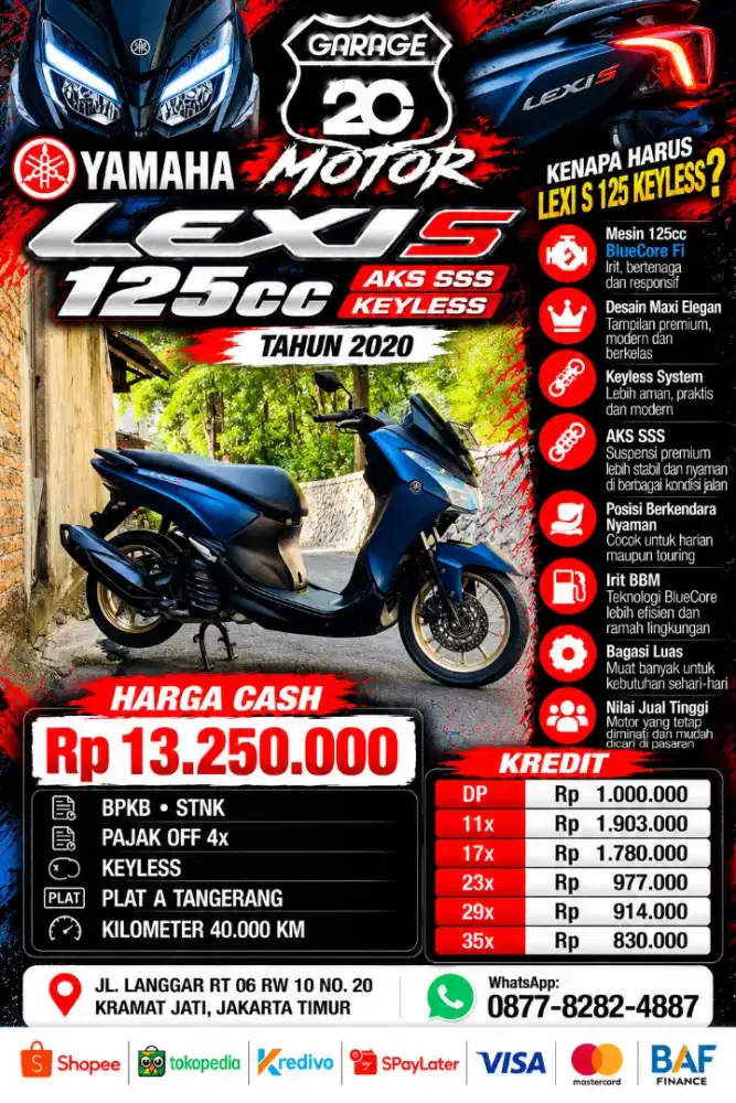 Yamaha Lexi S Std 125cc Keylles Bluecore Fi Aks Sss Tahun 2020