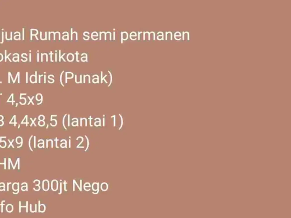 Dijual Rumah Jl. M Idris
