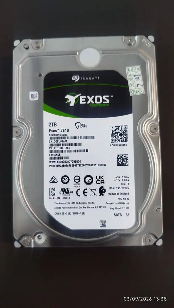 BU! SEAGATE EXOS 2TB ENTERPRISE – KONDISI BARU, HEALTH 100%!